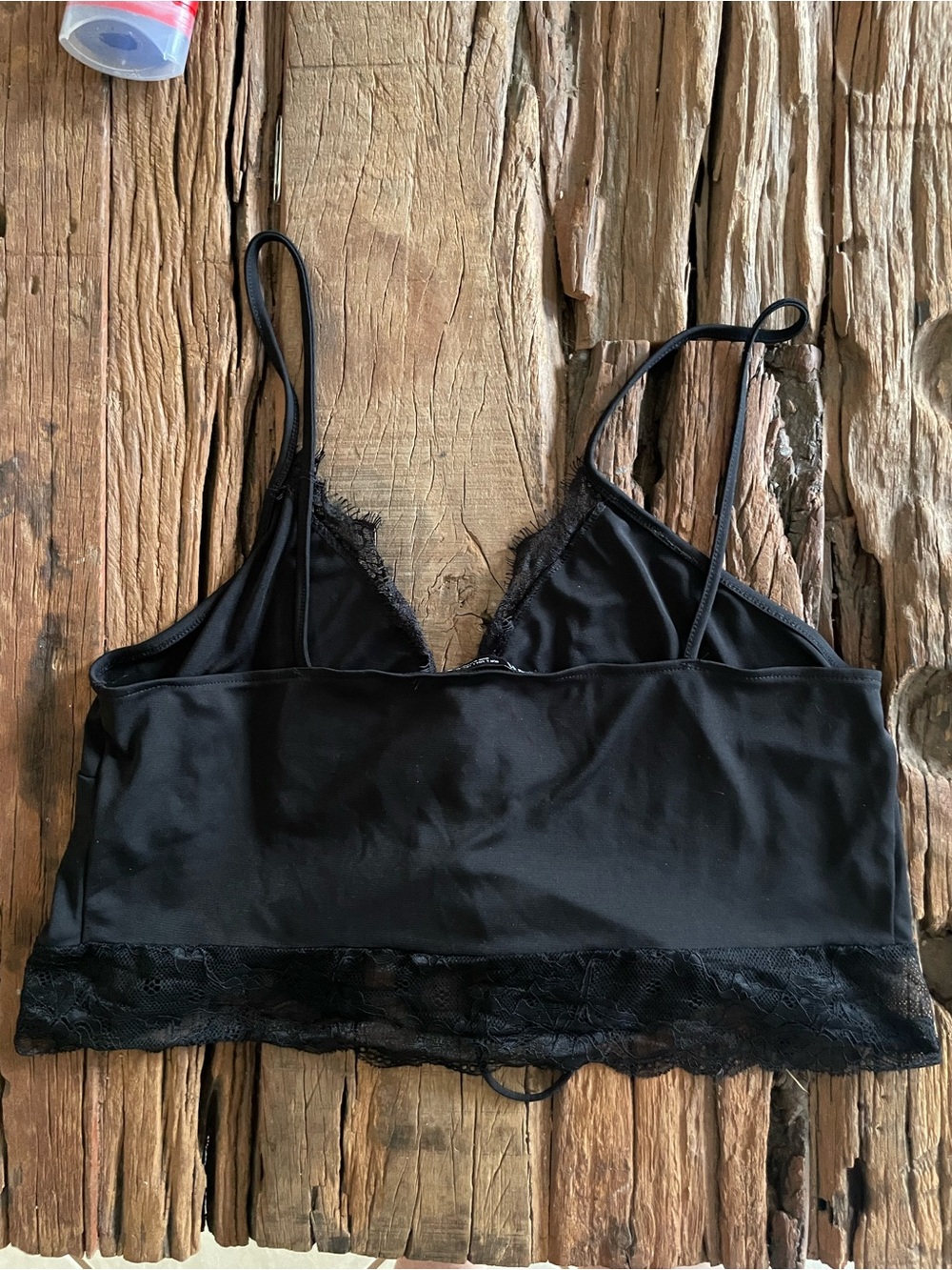 Zara Black Lace-Trim Tie-Front Cami Tank - Picture 3 of 3